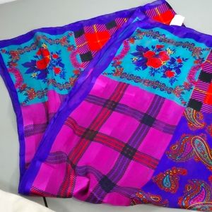 Vintage Plaid Paisley Boho Rainbow Scarf